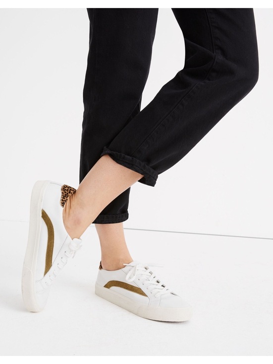 Madewell Shoes - Madewell Sidewalk Low Top Leather Sneakers Leopard Calf Hair White Sz 9.5 / M 8